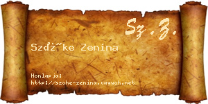 Szőke Zenina névjegykártya